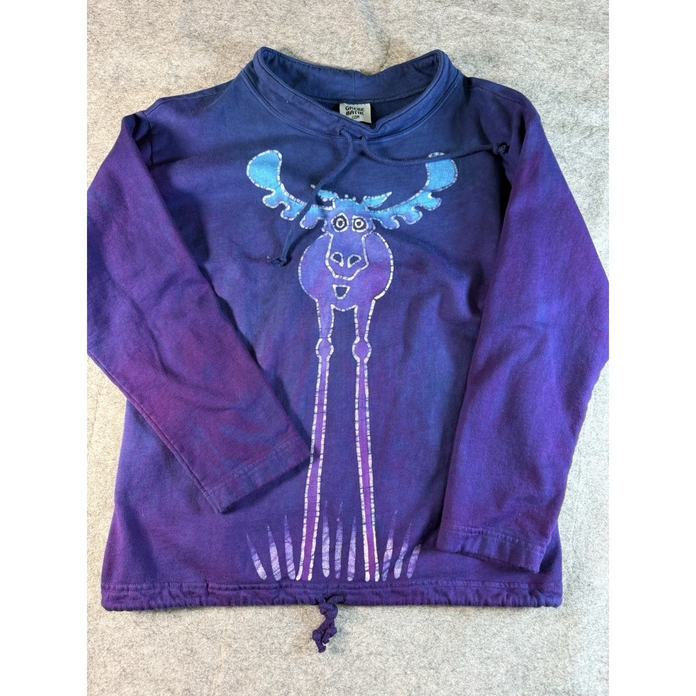Crebe Batik‎ Hand Dyed Moose Sweatshirt  Pullover Small USA Made Purple Blue S - Picture 2 of 9